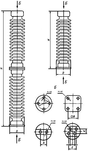 ГОСТ 25073-81 Изоляторы керамические опорные на напряжение свыше 1000 В для работы на открытом воздухе. Типы, основные параметры и размеры (с Изменениями N 1-5)